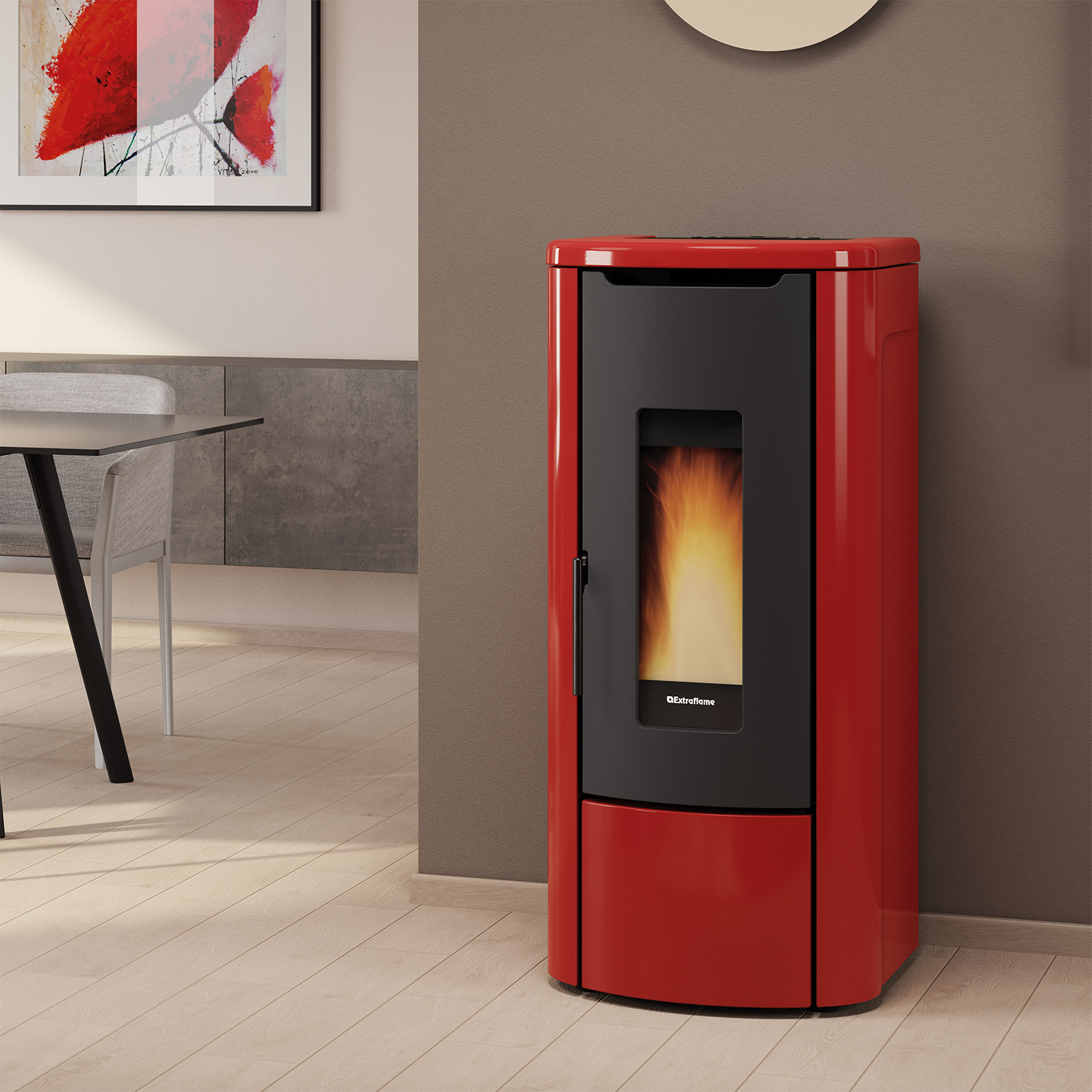 Extraflame ROSANNA IDRO 5.0 - Bordeauxrot wassergeführter Pelletofen EVOLUTION LINE