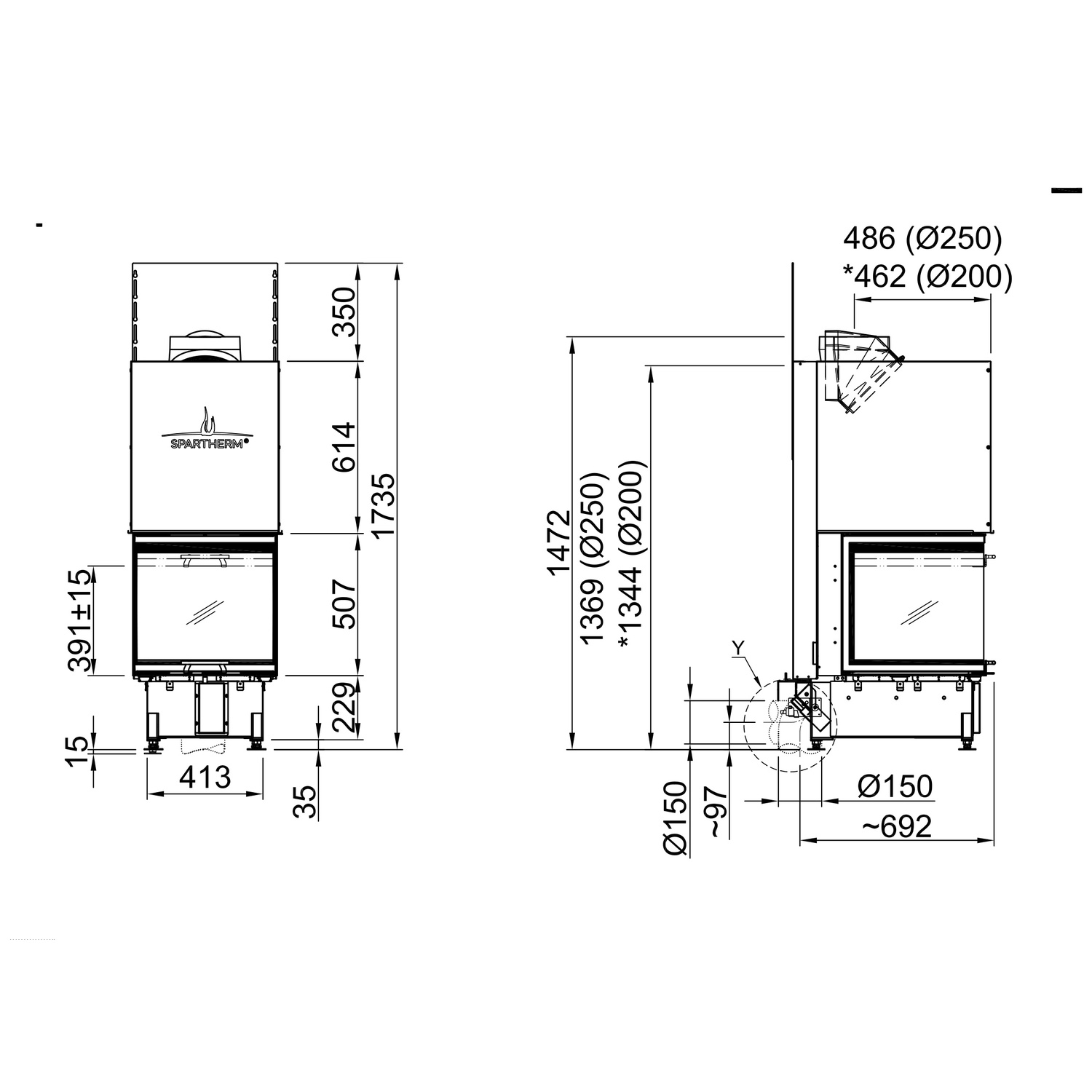 Spartherm Arte U-50h Kamineinsatz 250 mm
