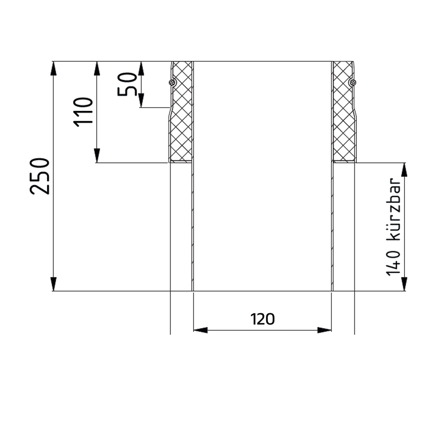 Raik Lifestyle DUO Ofenanschlussstück 120mm schwarz innen kürzbar für Rauchrohr / Ofenrohr