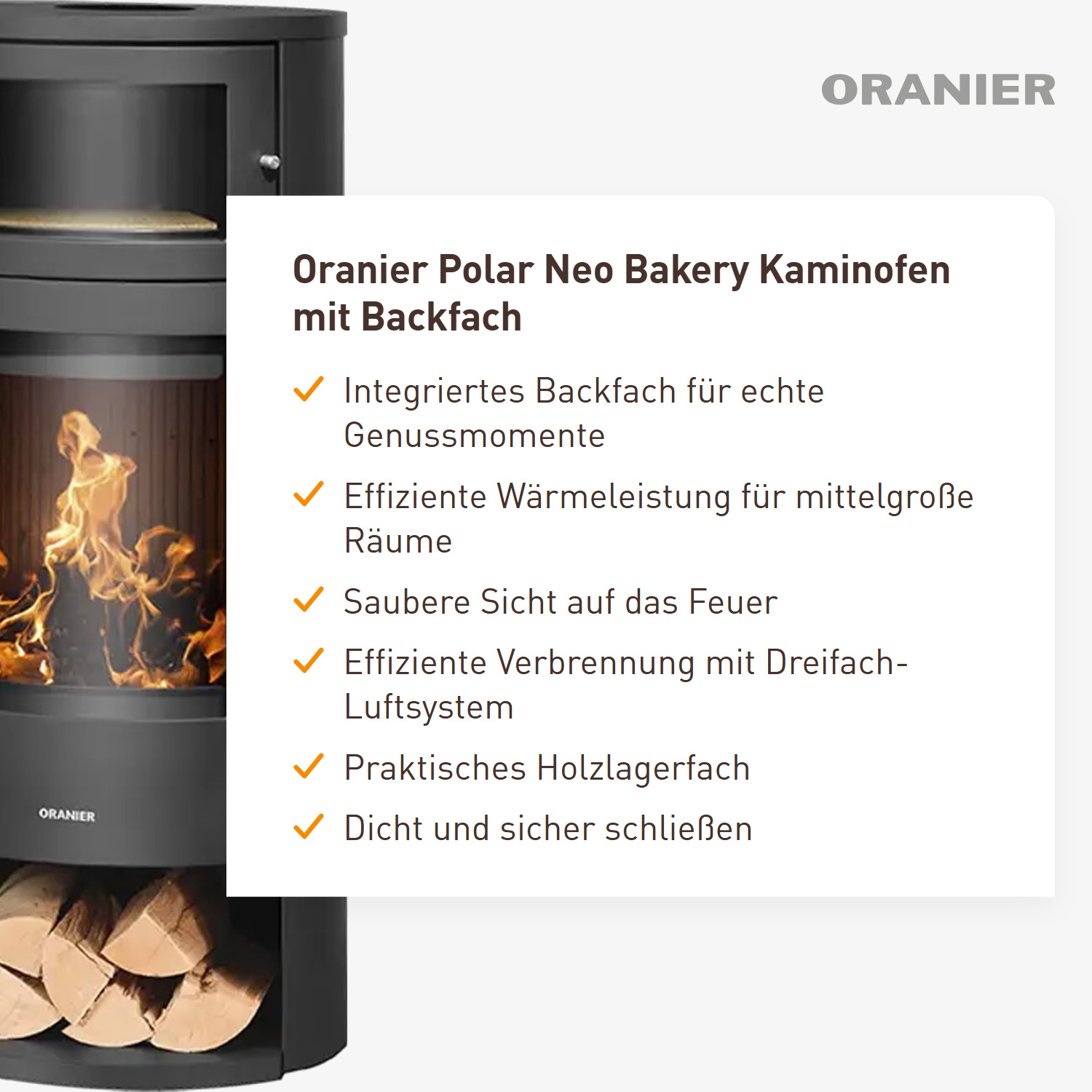 Oranier Polar Neo Bakery Kaminofen Stahl Schwarz
