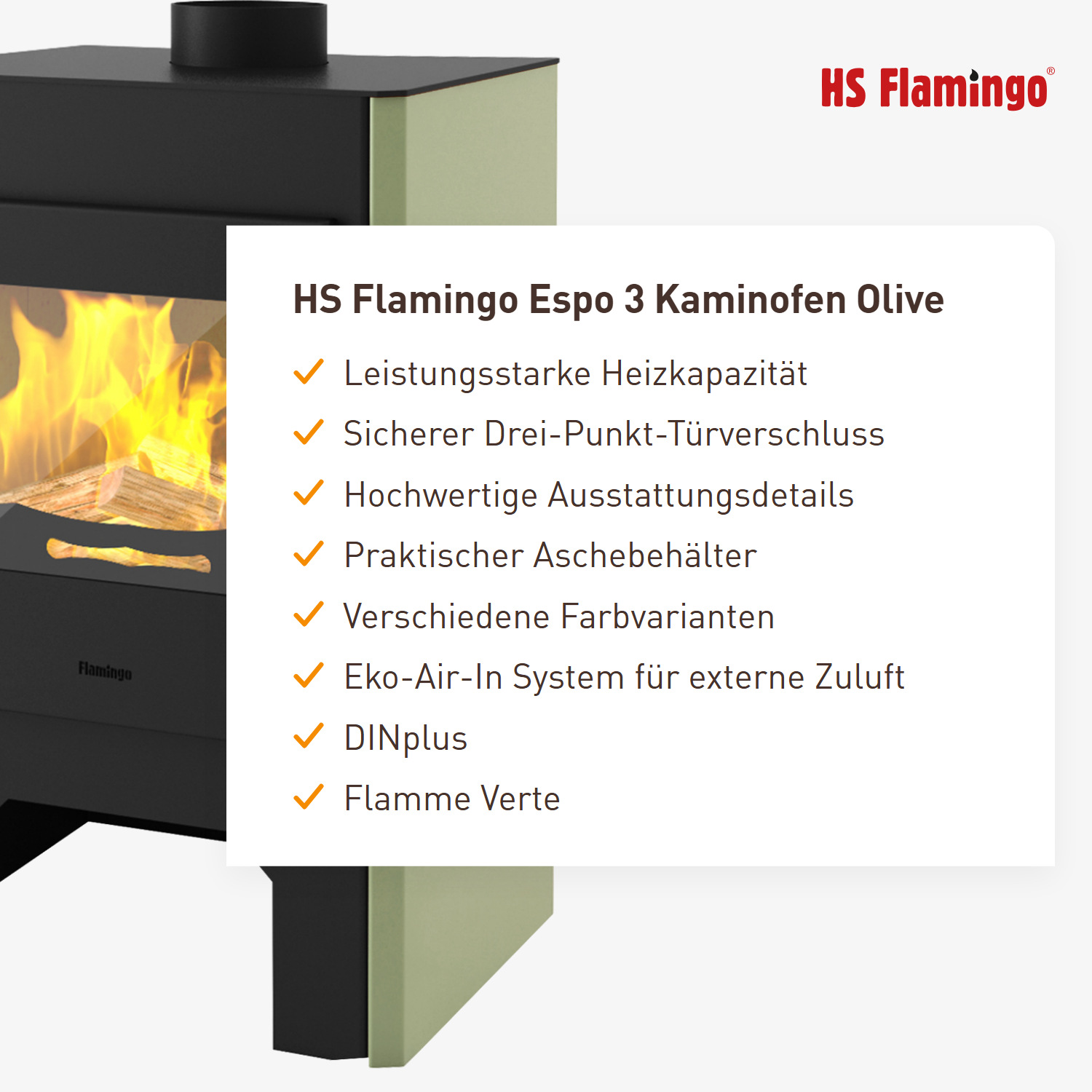 HS Flamingo Espo 3 Kaminofen Olive