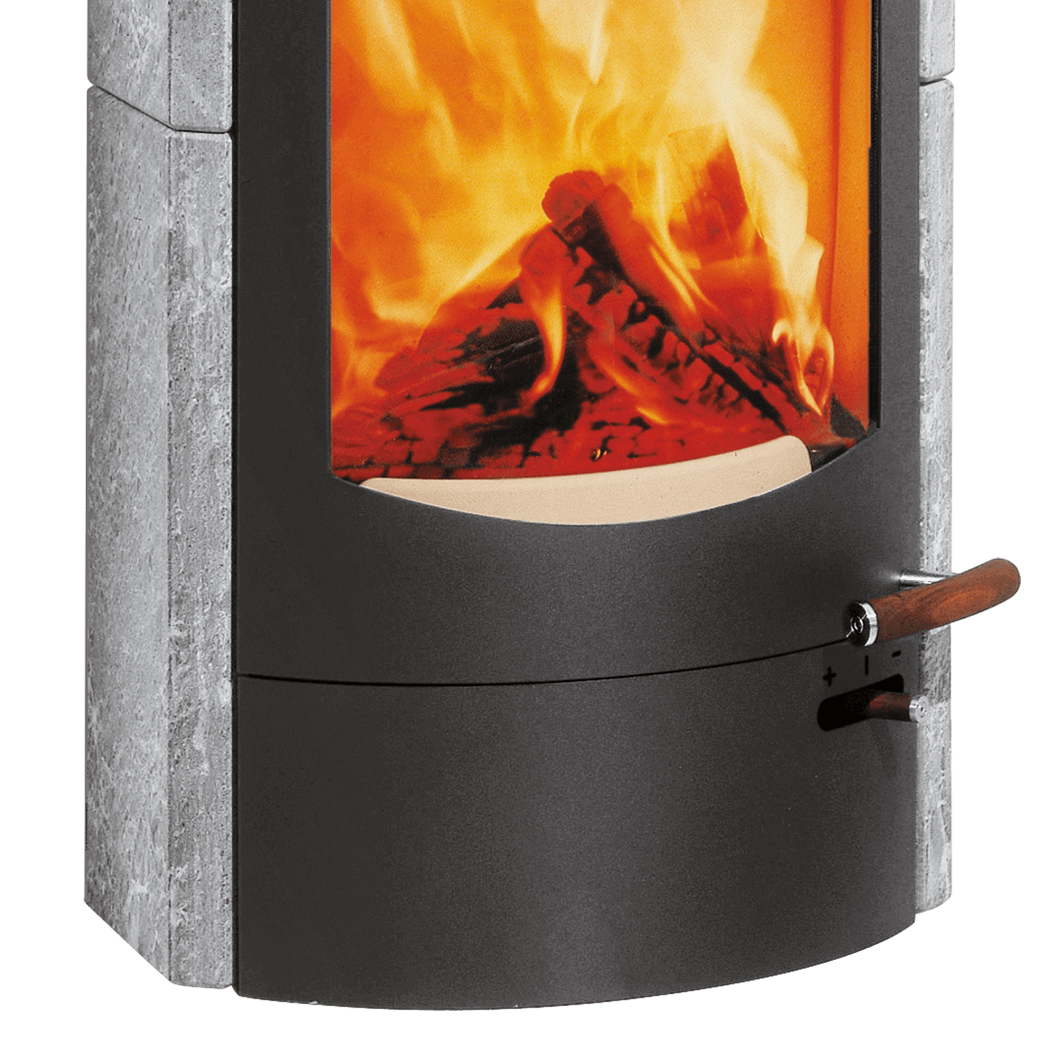 Austroflamm Koko 2.0 Kaminofen Speckstein, Warmhaltefach Speckstein, Guss-Topplatte, RRA hinten