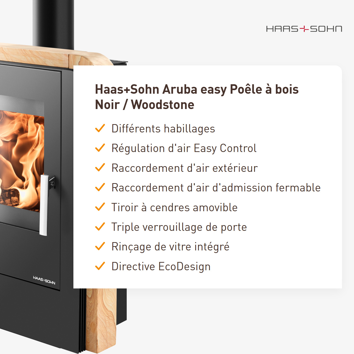 Haas+Sohn Aruba easy Poêle à bois Noir / Woodstone