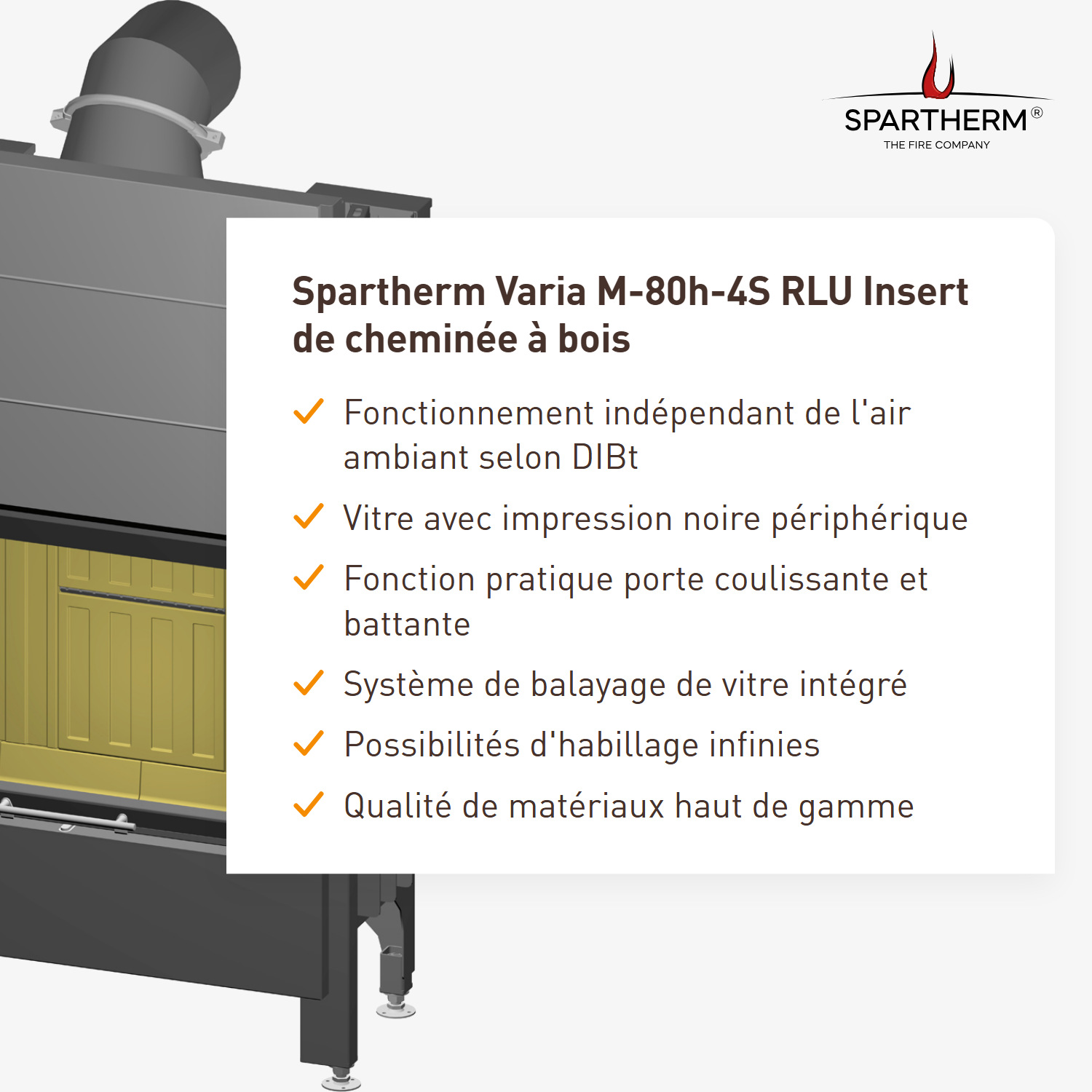 Spartherm Varia M-80h-4S RLU insert de cheminée à bois