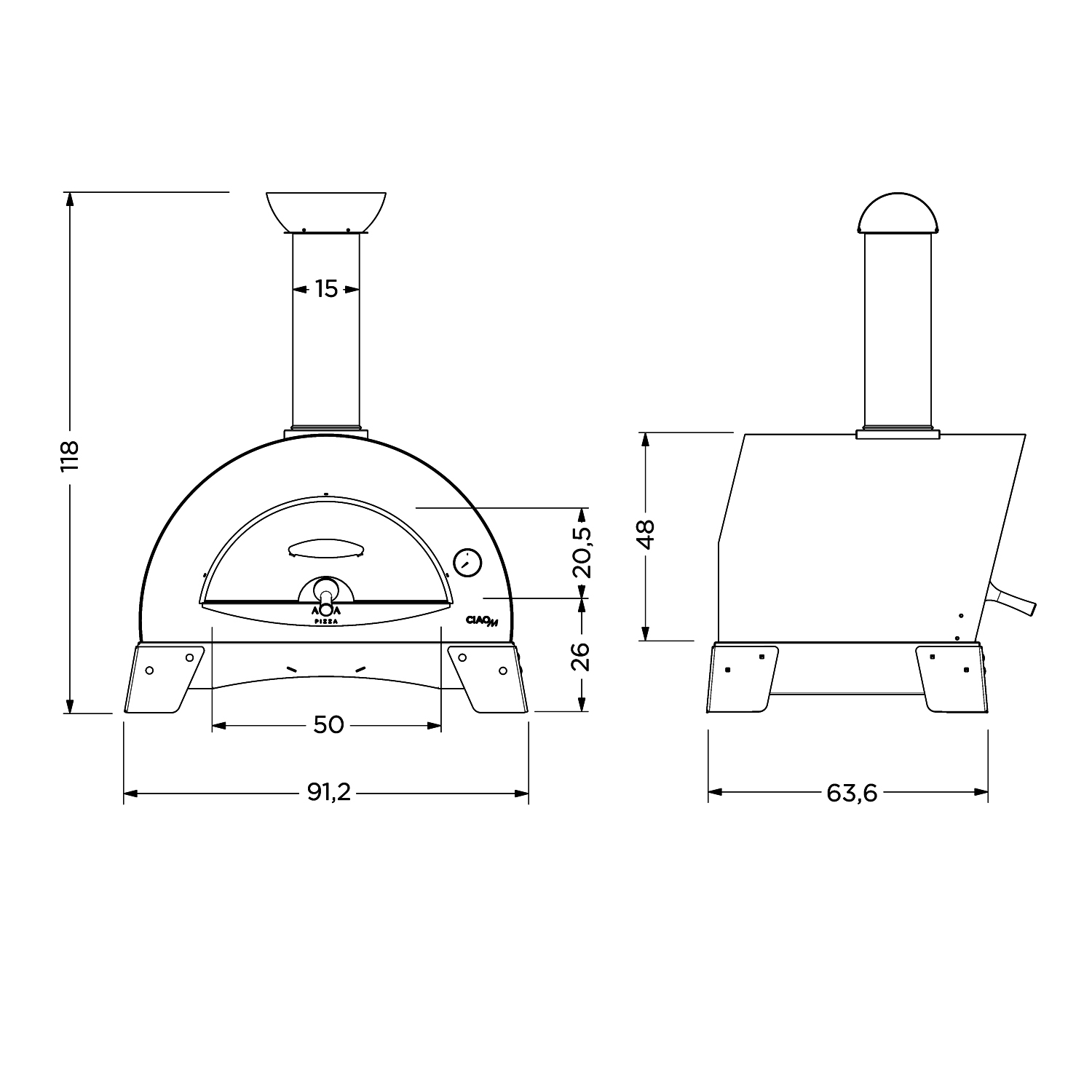 Alfa Forni Pizzaofen Ciao Grau ohne Unterbau + Ventura Pizza-Set (4-tlg.) gratis