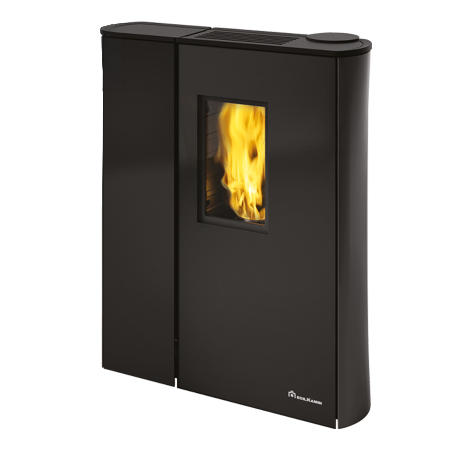 Edilkamin Cherie Slim 9+ Poêle à granulés coaxial habillage verre noir