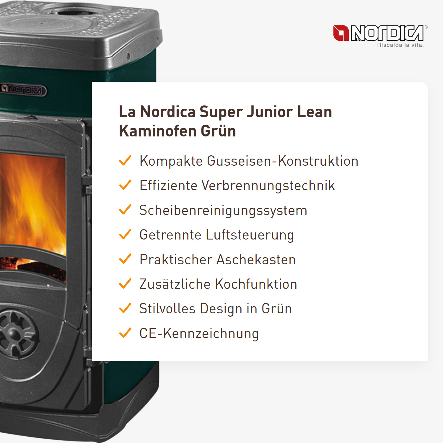 La Nordica Super Junior Lean Kaminofen Grün