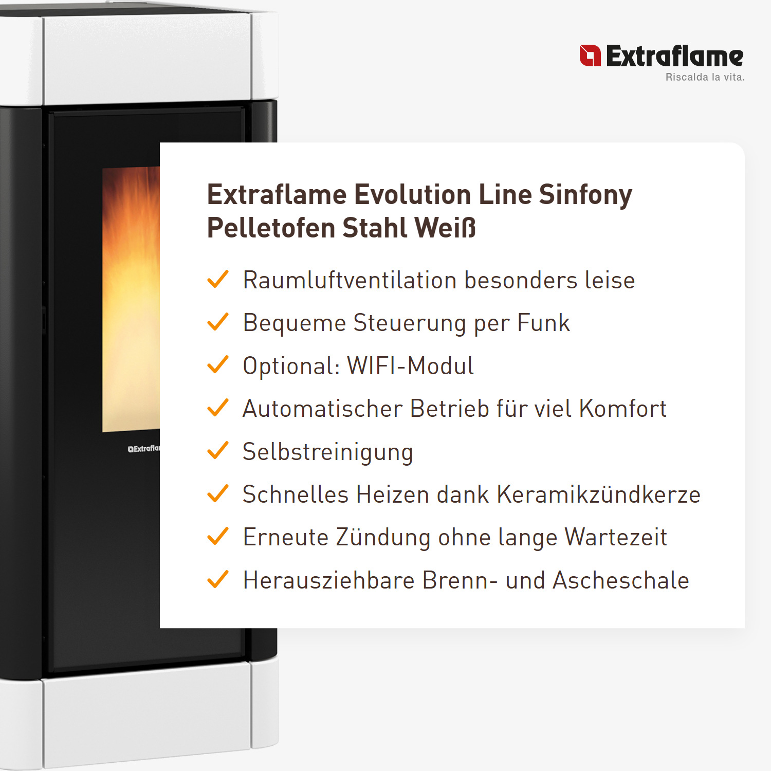 Extraflame Evolution Line Sinfony Pelletofen Stahl Weiß