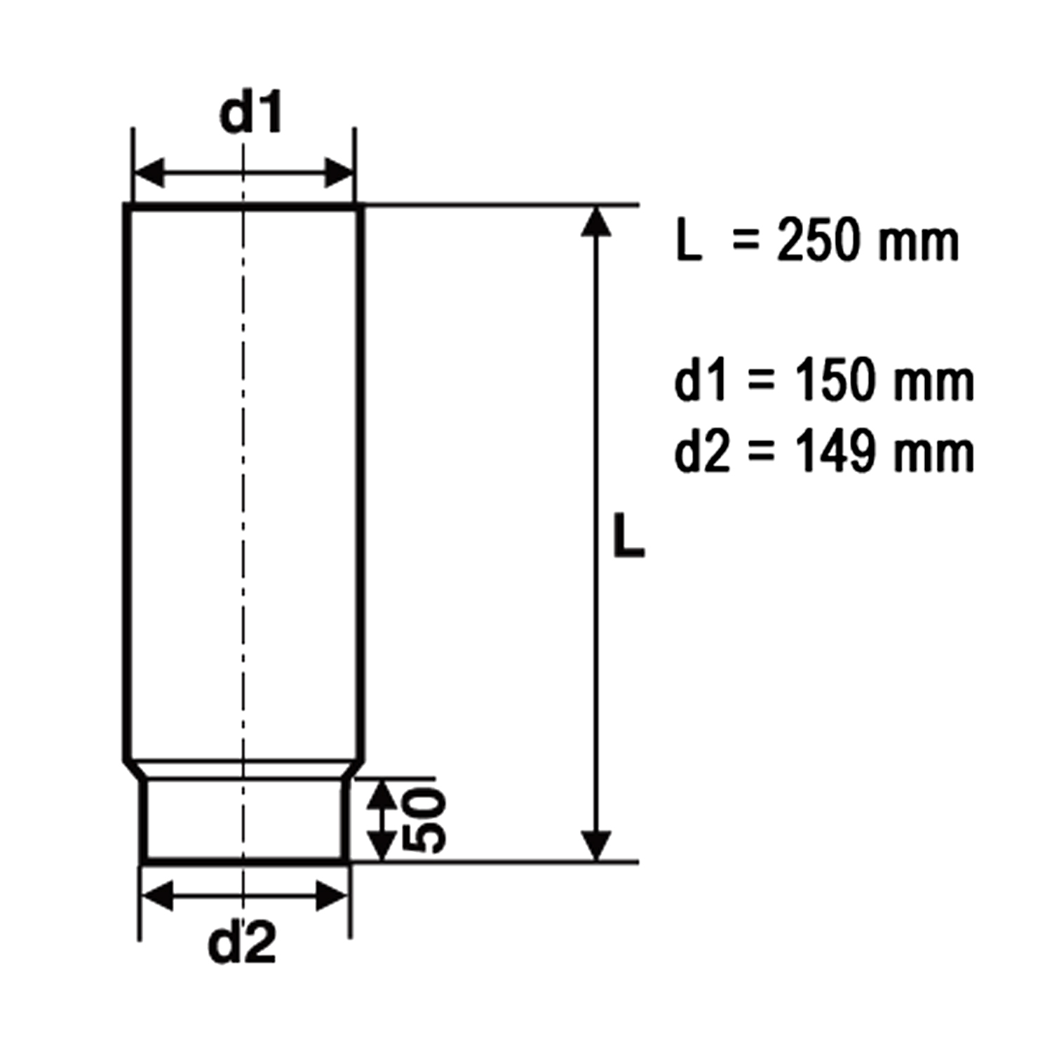 Raik Basic Längenelement 150mmx250mm gussgrau für Rauchrohr / Ofenrohr