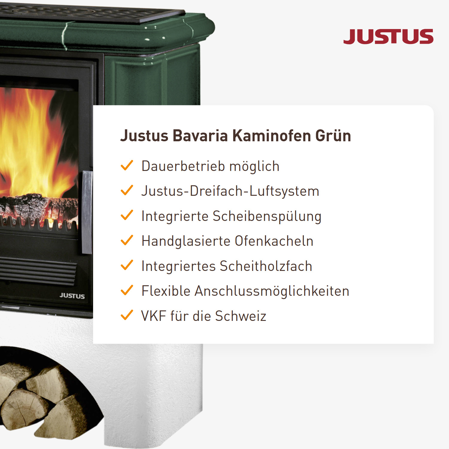 Justus Bavaria Kaminofen Grün