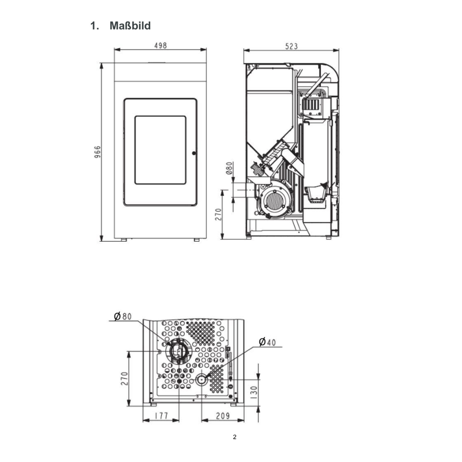 Haas+Sohn P HSP 2.rounded Pelletofen perl-grau, Tür perl-schwarz - mit WLAN Option (Local mit Wochenprogramm)