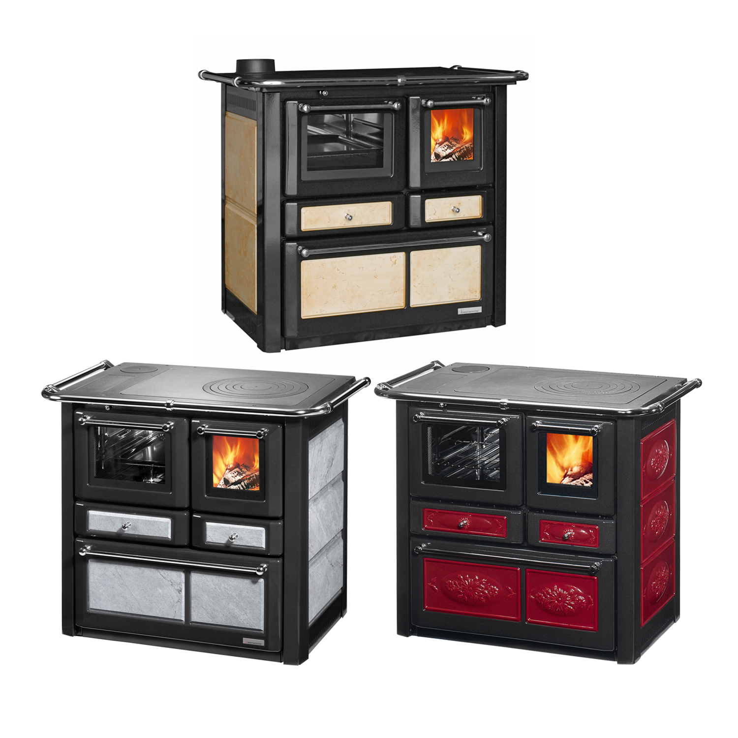 Wamsler K 85 F Poêle de cuisine en céramique rouge, four à gauche