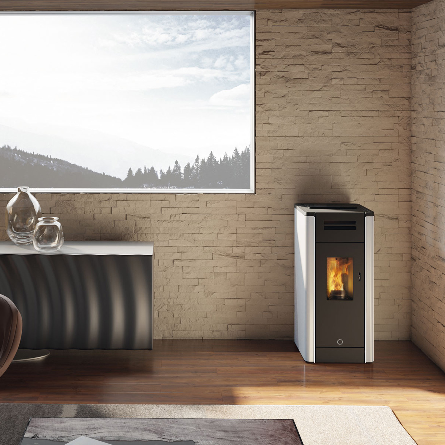 EK63 Metro 110+ Evo Poêle à granulés acier blanc