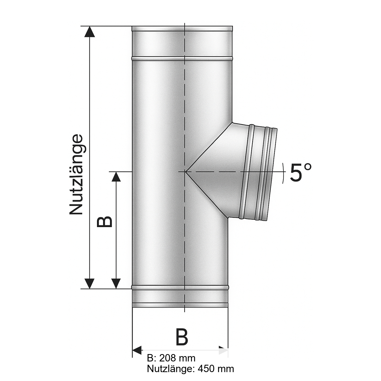 Schiedel PRIMA PLUS raccordement tuyaux 85° Ø180 mm simple paroi mat