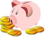 Sparschwein mit Münzen