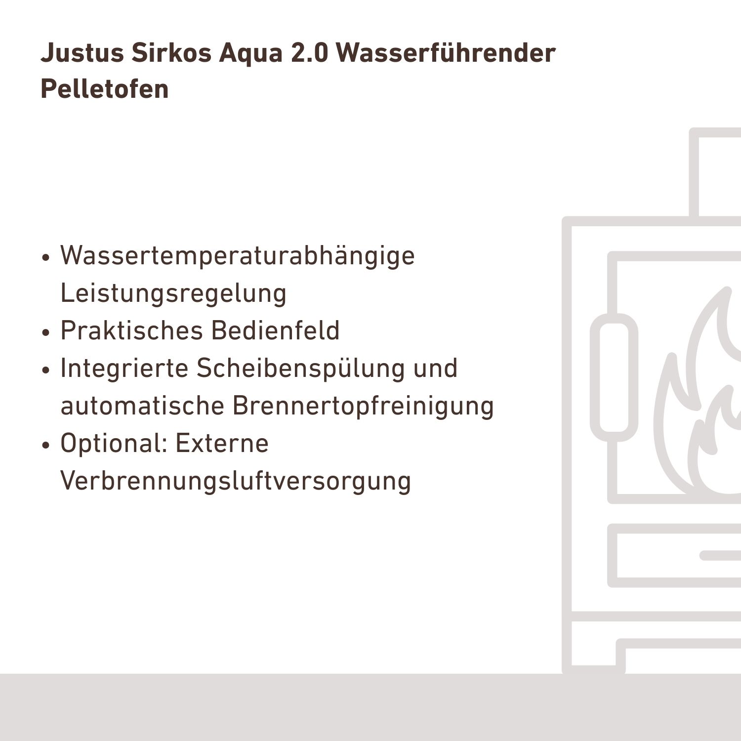 Justus Sirkos Aqua 2.0 poêle à granulés bouilleur acier blanc soie