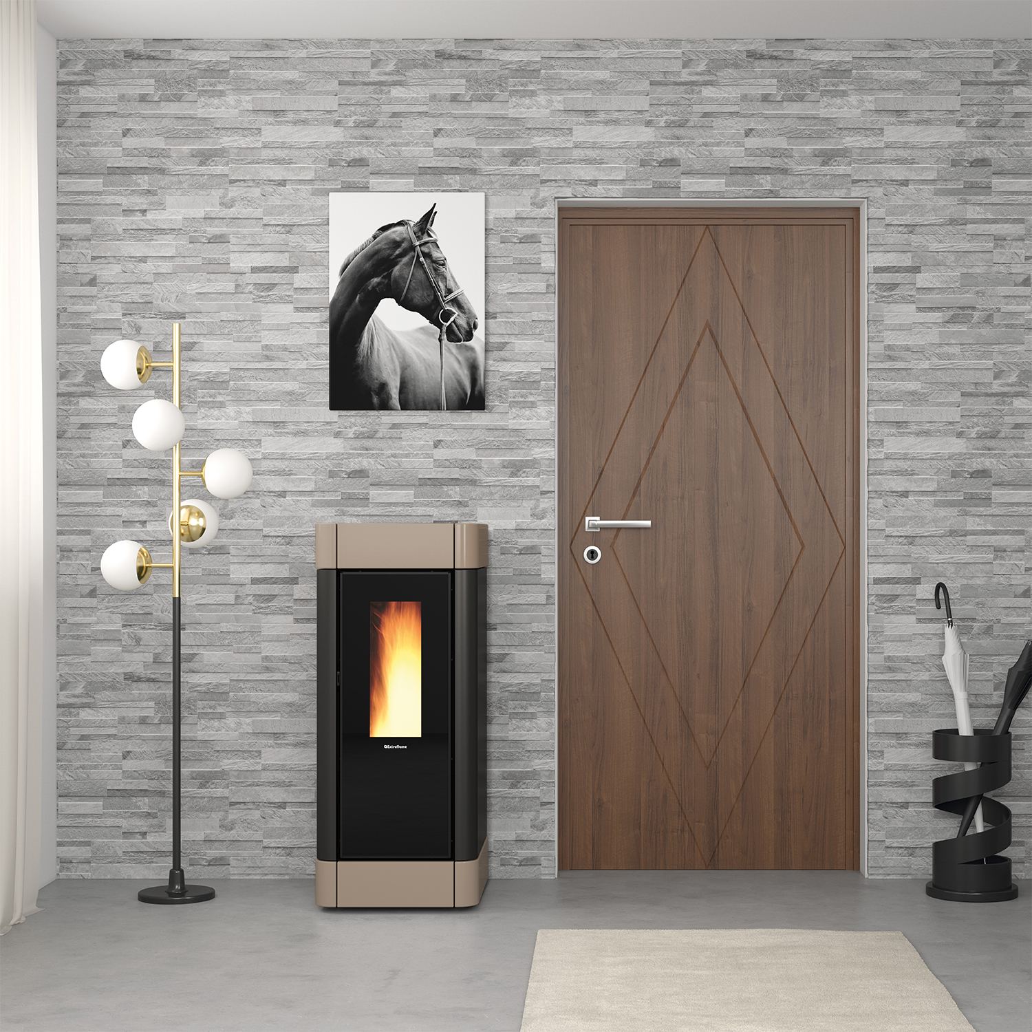 Extraflame Evolution Line Sinfony poêle à granulés acier brillant Tortora