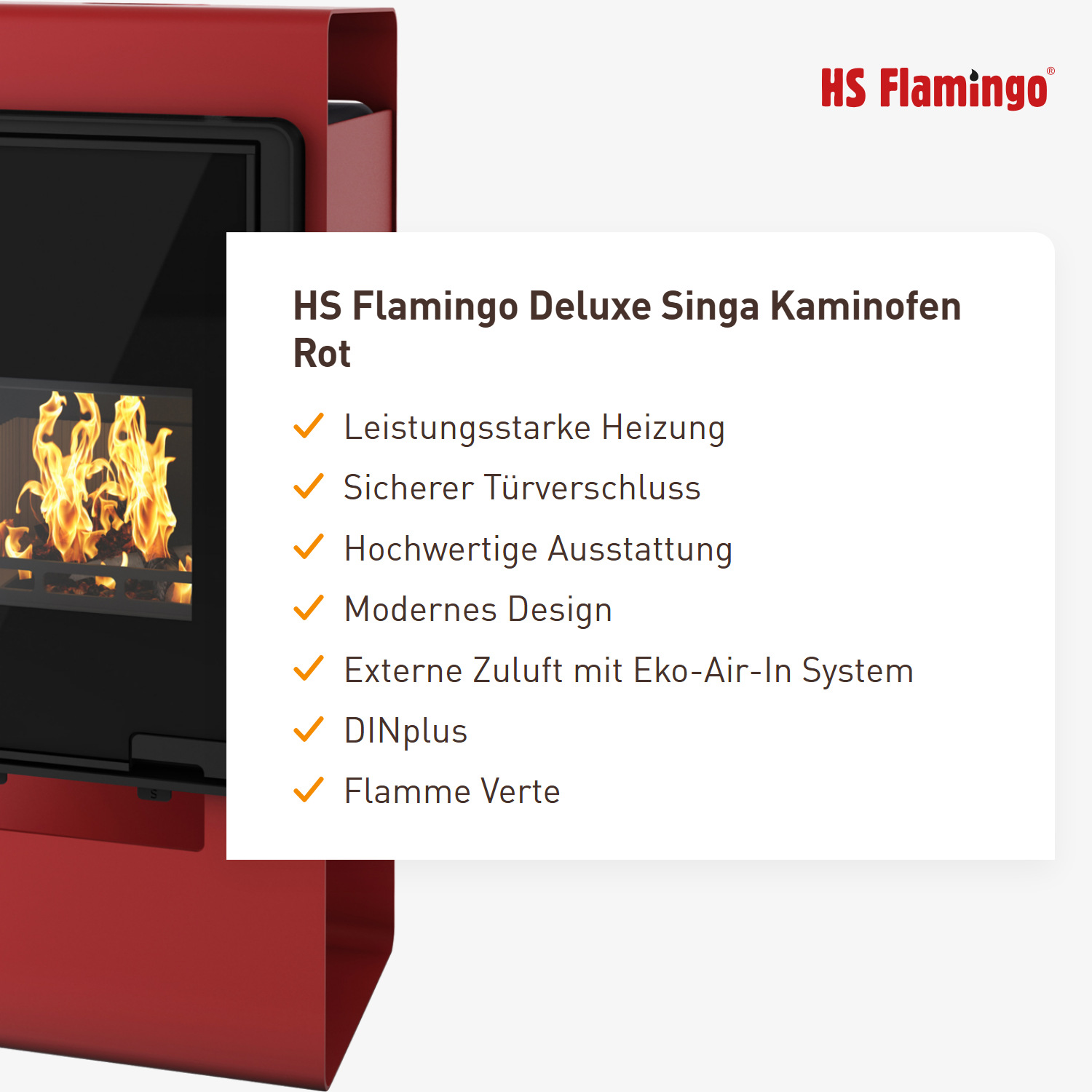 HS Flamingo Deluxe Singa Kaminofen Rot
