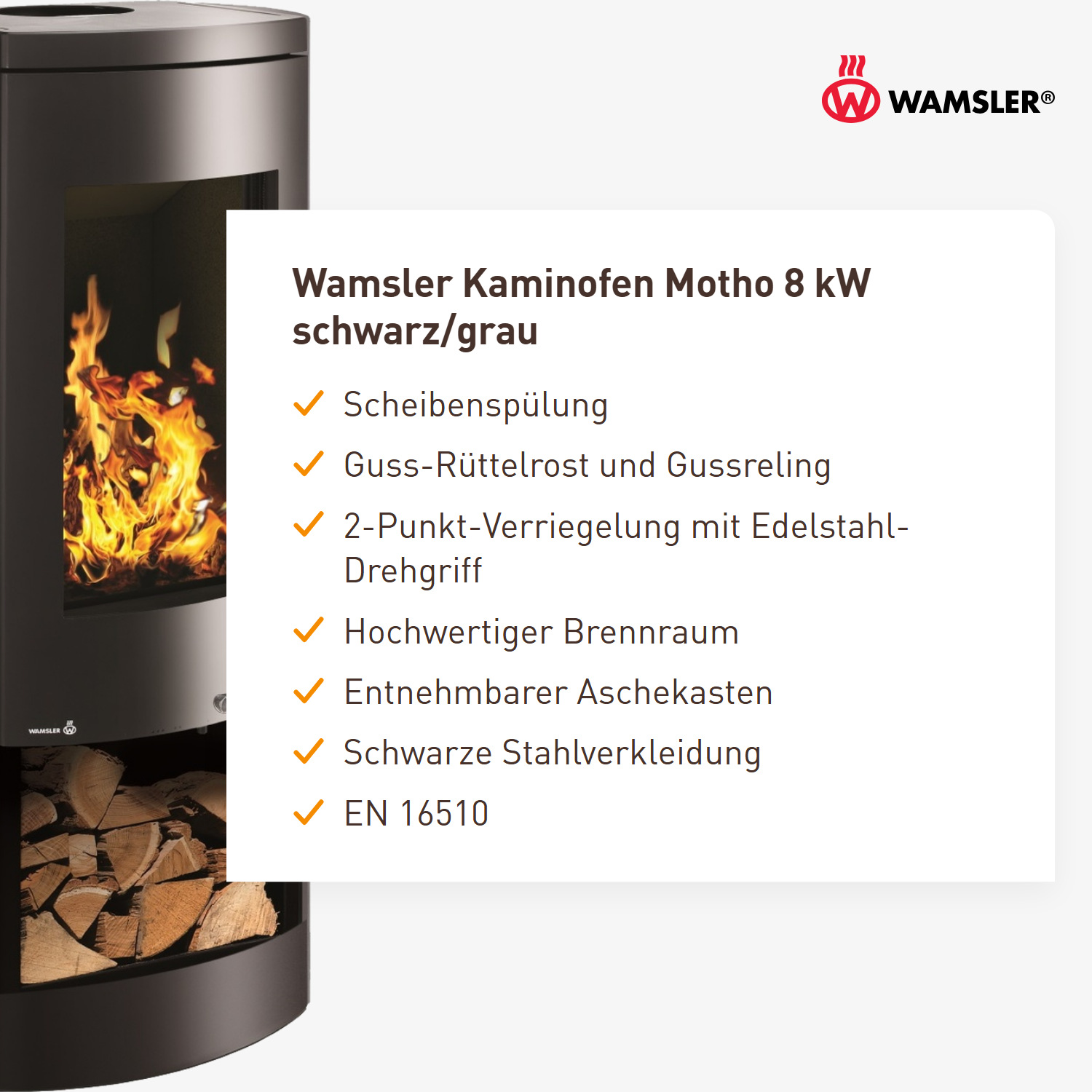 Wamsler Kaminofen Motho Stahl schwarz/grau
