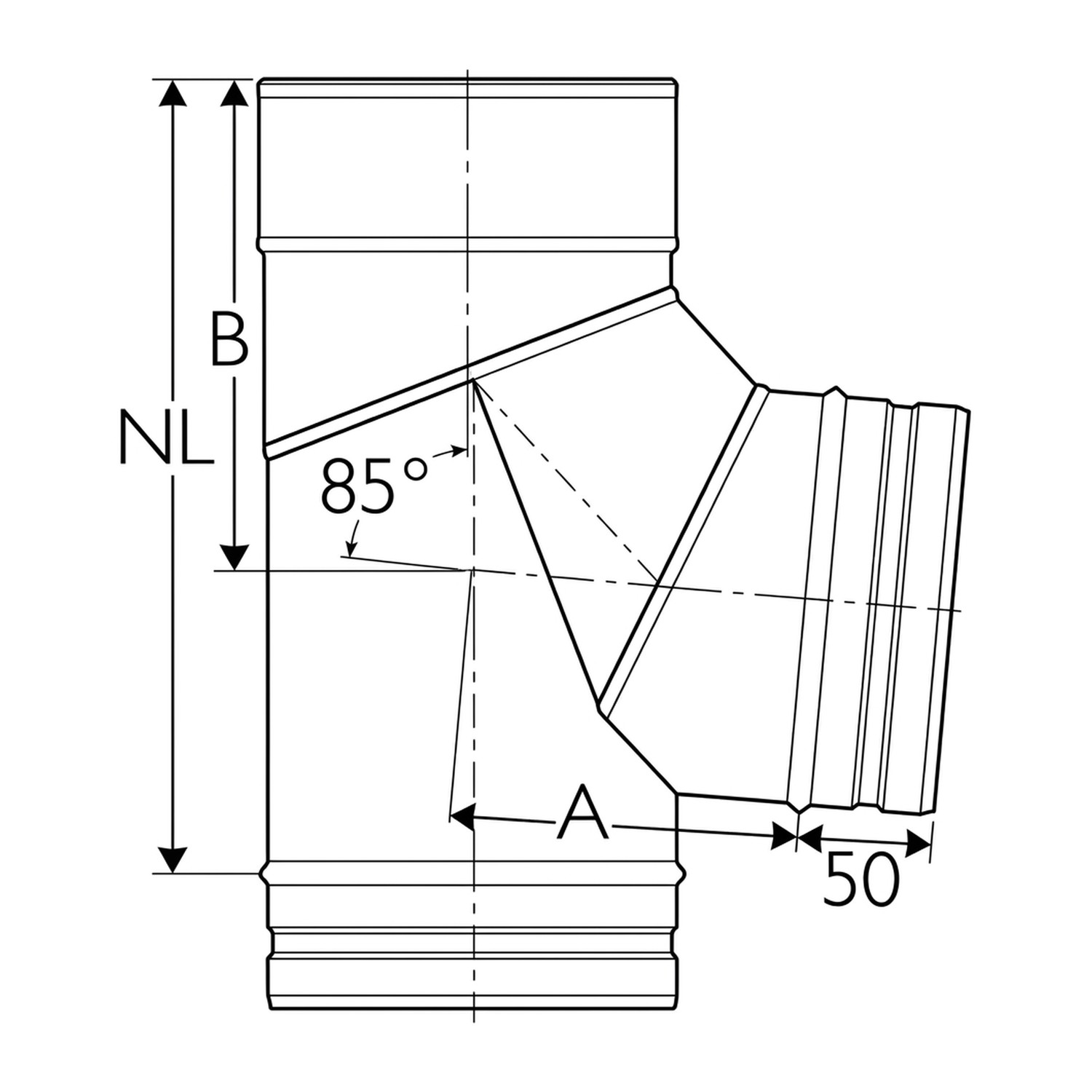 Schiedel Coude PPL 85° 1,0 pour PPL Ø 200 mm avec pied support