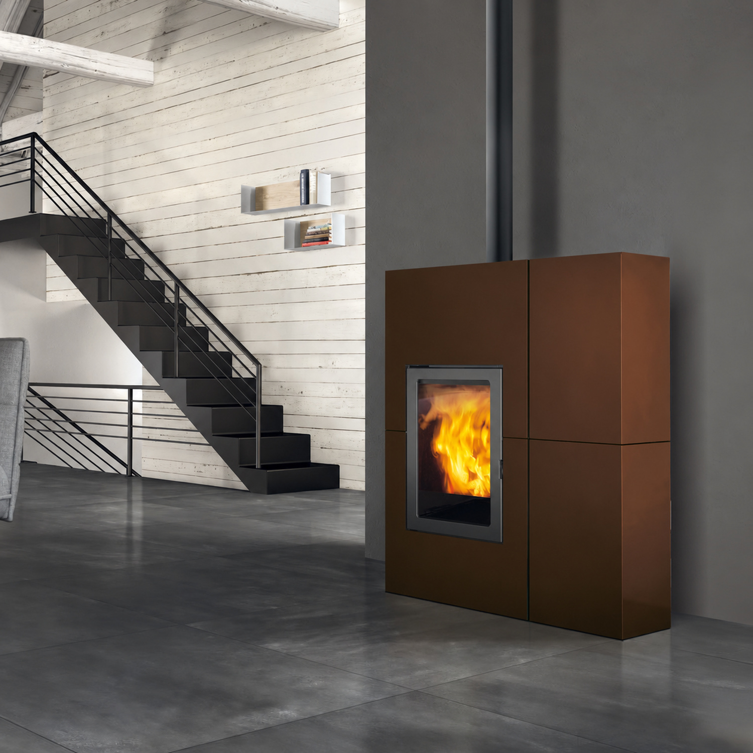 Edilkamin Blade 12++ Evo Poêle à granulés acier bronze