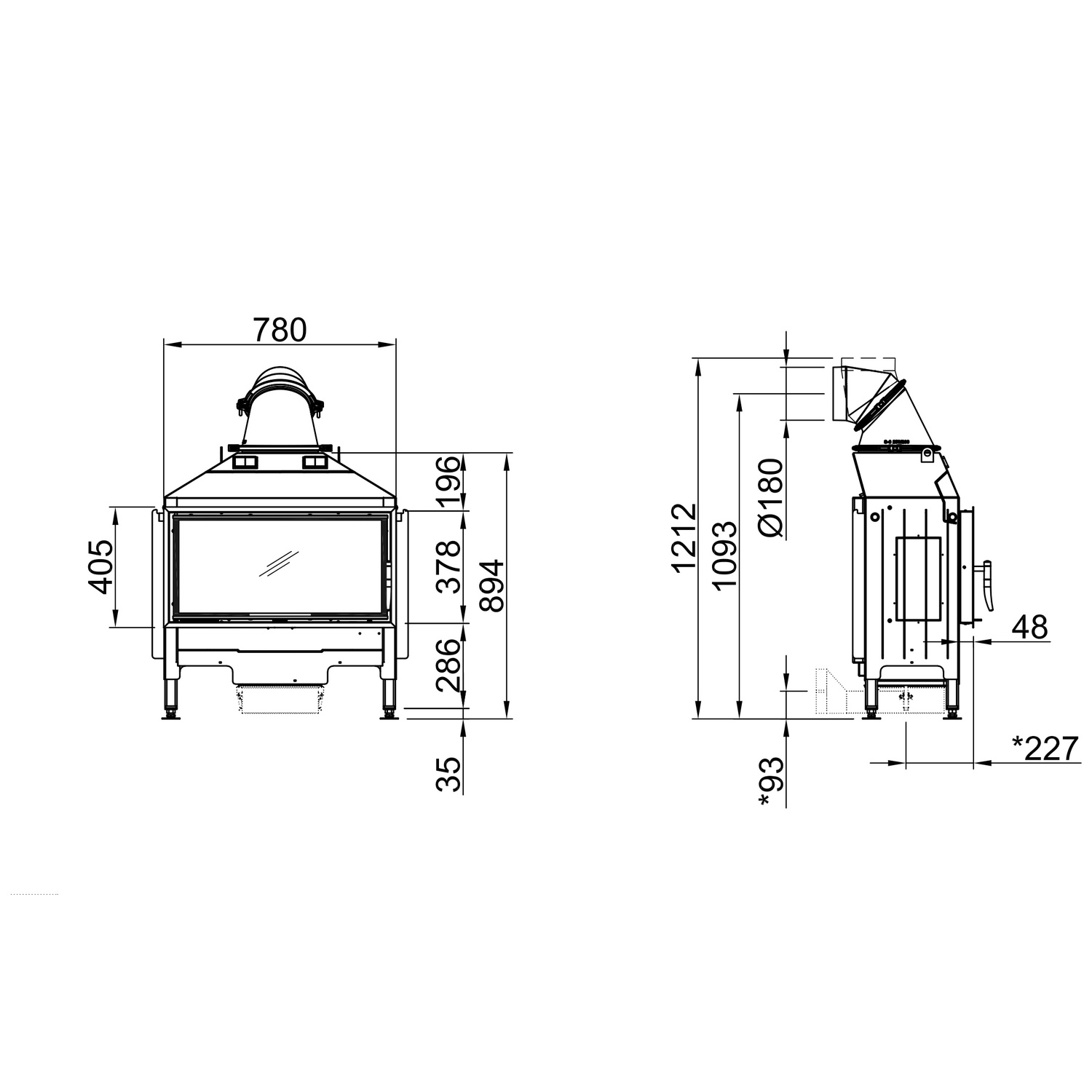 Spartherm Varia AS Kamineinsatz links 180 mm RR