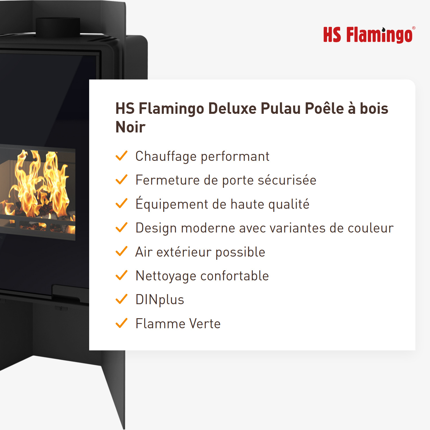 HS Flamingo Deluxe Pulau Poêle à bois Noir