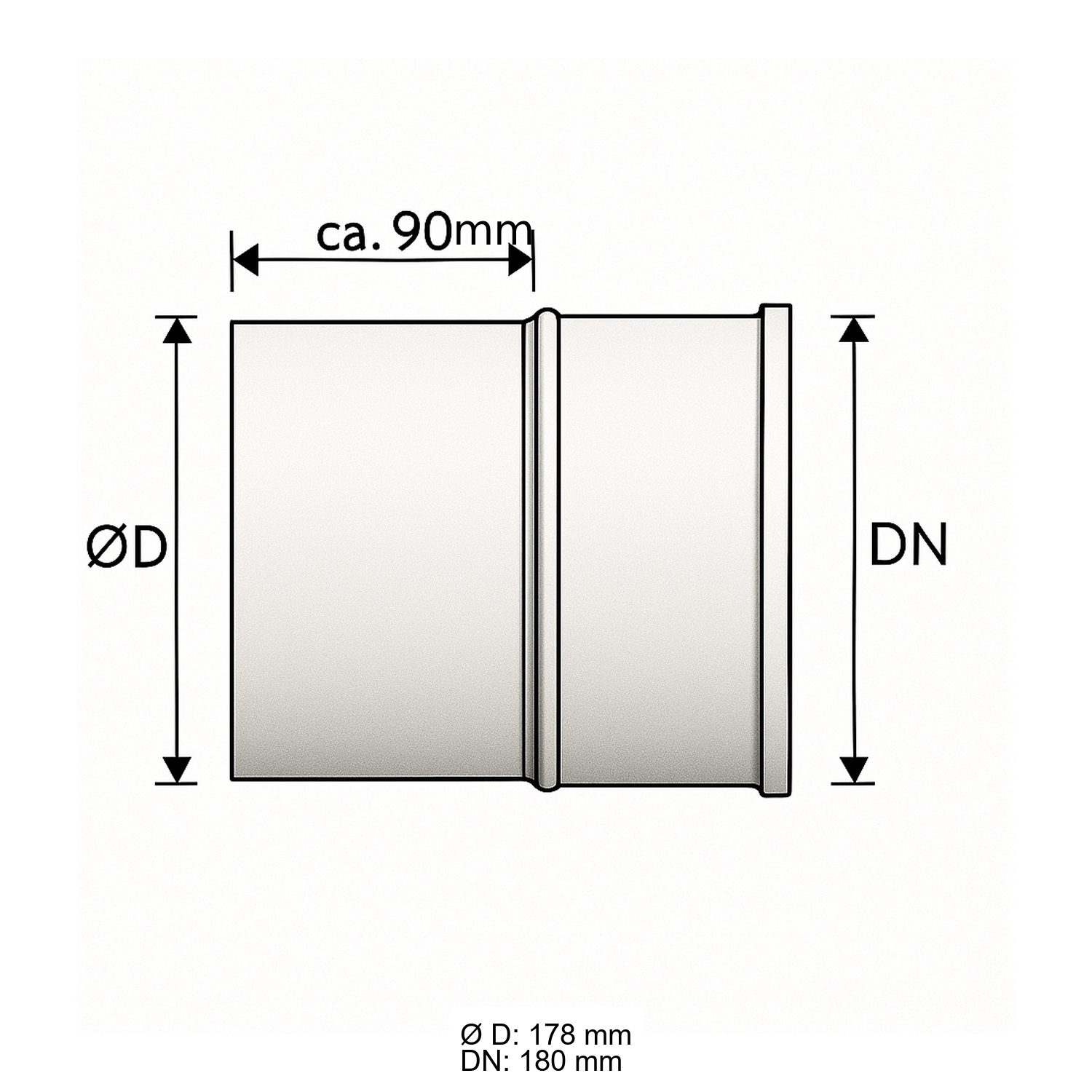 Schiedel PRIMA PLUS raccord chaudière emboîté Ø180 mm simple paroi mat