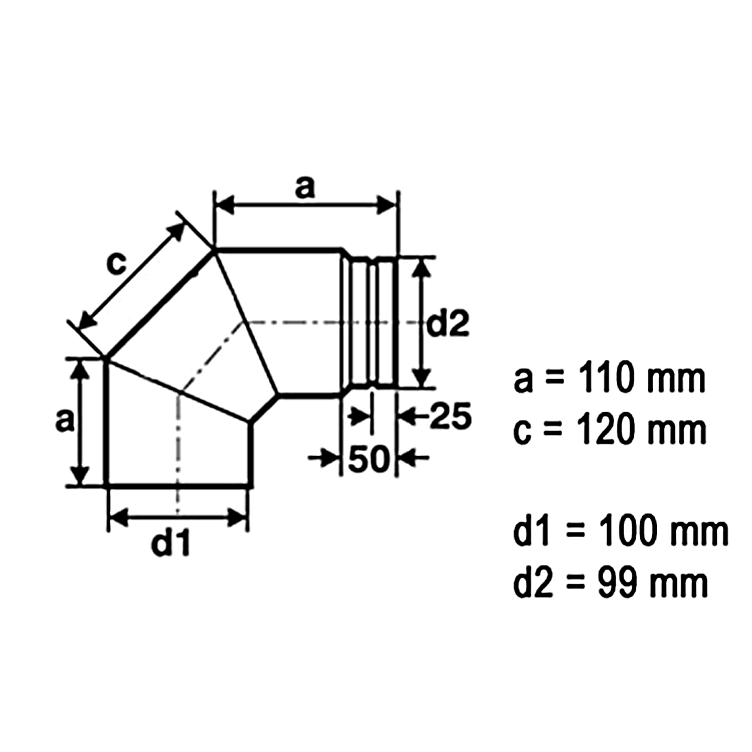 Raik Tuyau pour granulés / Conduit de fumée 100mm - Coude 90° noir