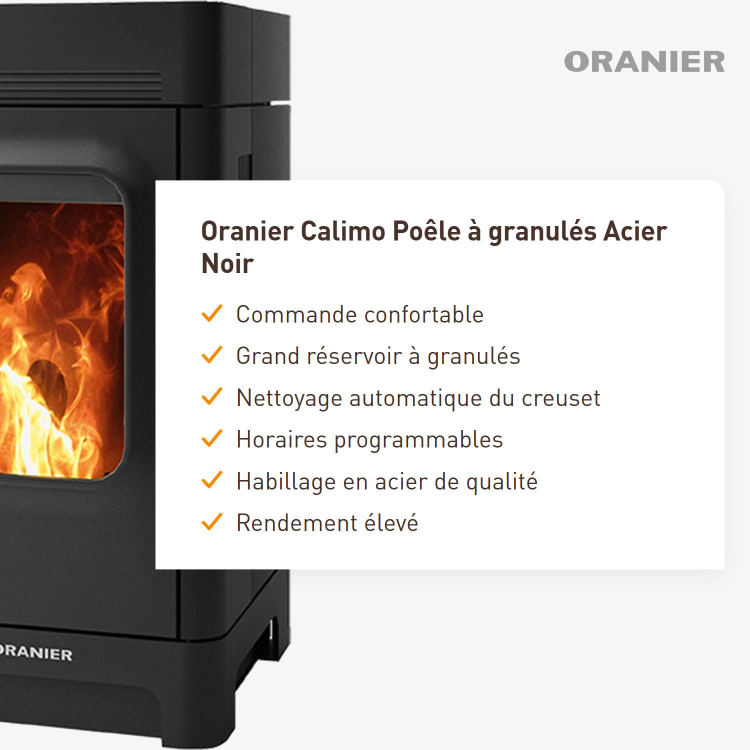 Oranier Calimo poêle à granulés acier noir