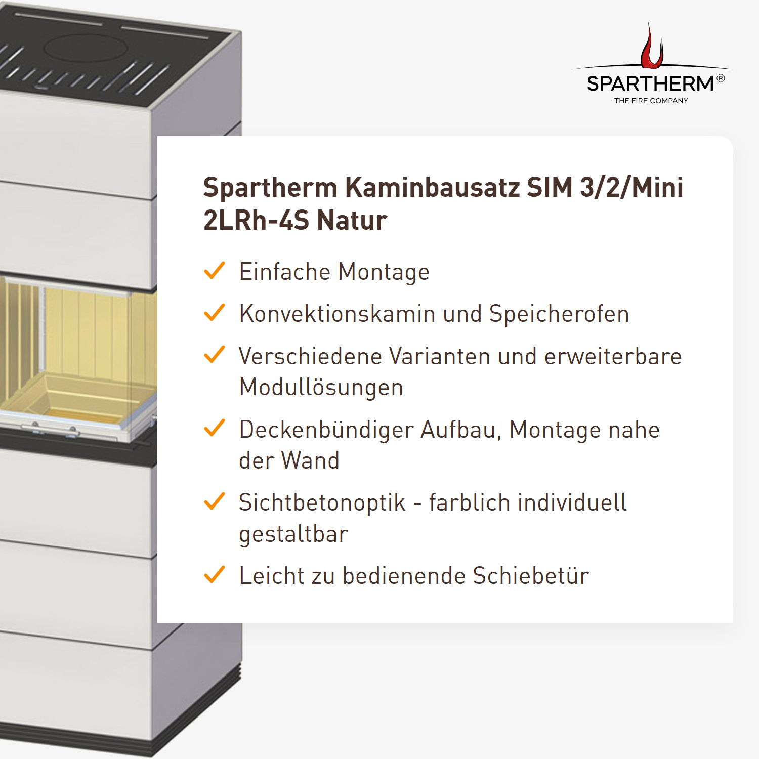 Spartherm Kaminbausatz SIM 3/2/Mini 2LRh-4S Natur