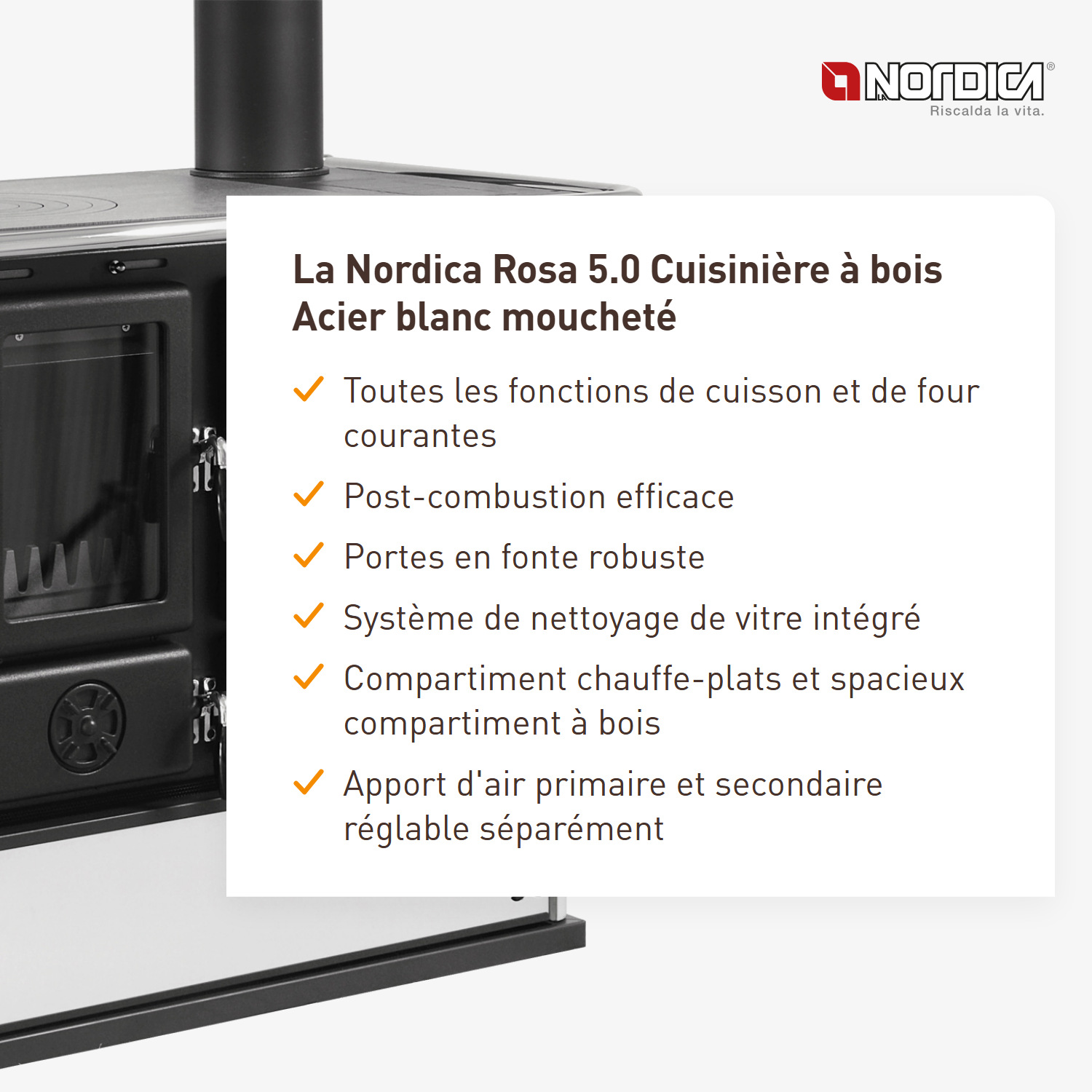 La Nordica Rosa 5.0 poêle de cuisine en acier blanc moucheté