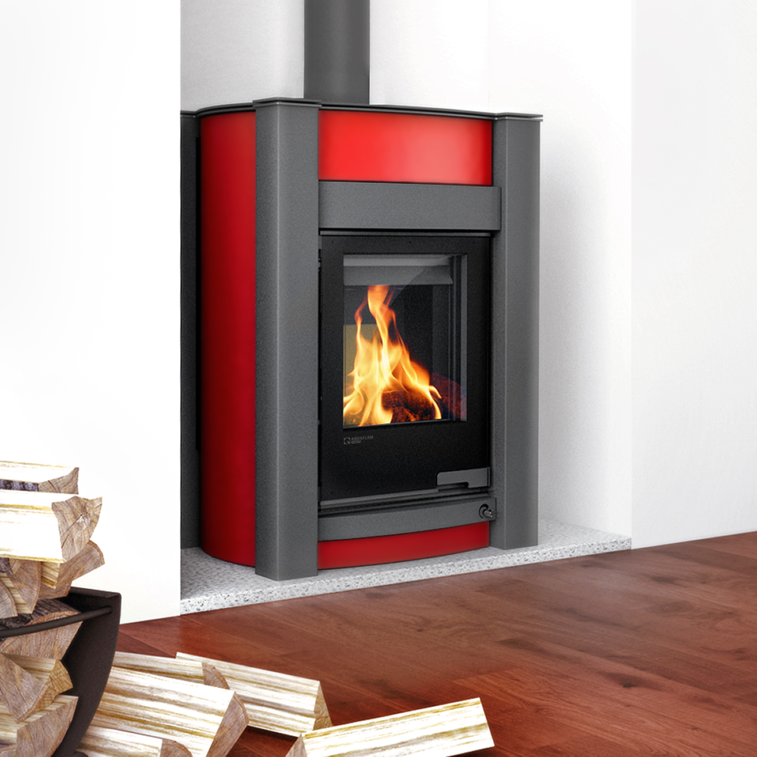 Aquaflam Vario Kalmar Basic Wasserführender Kaminofen Red 11/5 kW