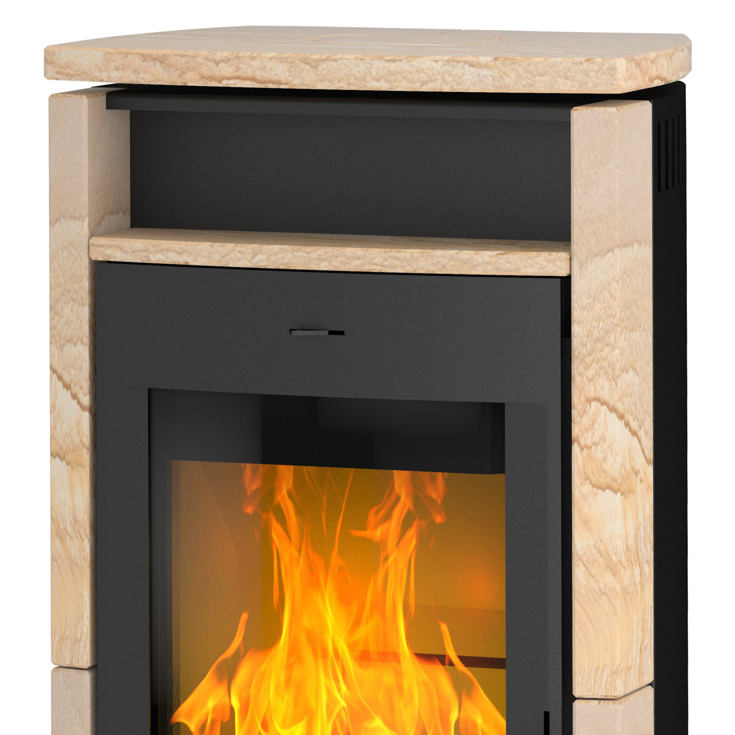 Fireplace Santiago Poêle à bois acier noir | grès