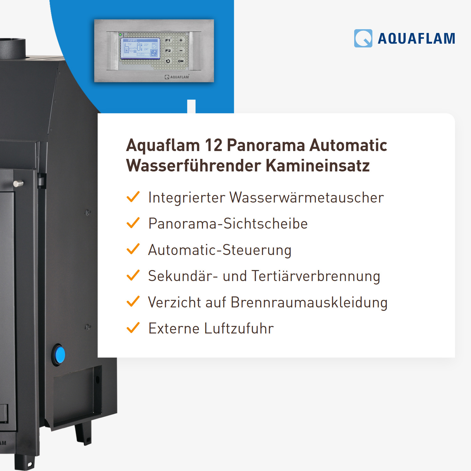 Aquaflam 12 Panorama Automatic Wasserführender Kamineinsatz