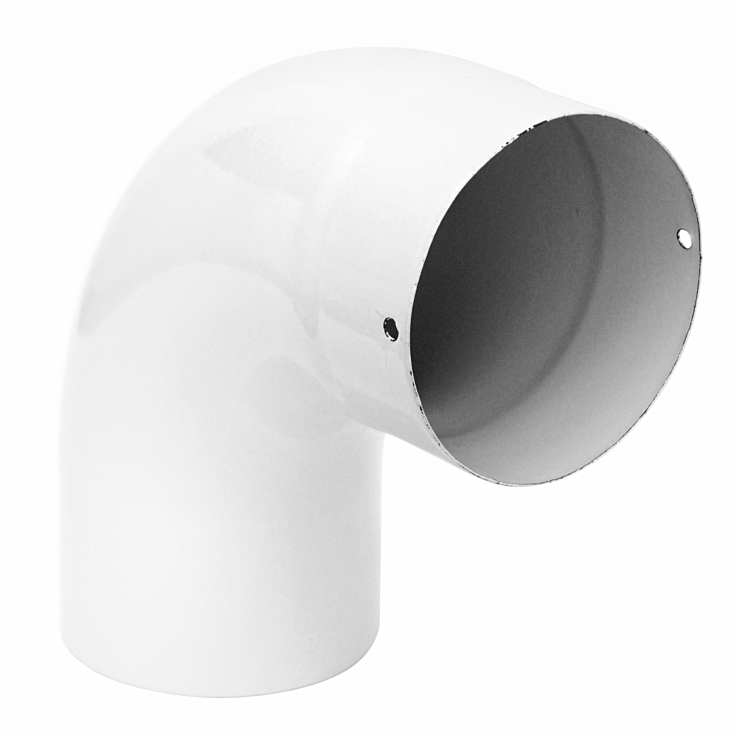 Coude de conduit de fumée / Coude de tuyau de poêle émaillé 120 mm - Coude lisse à 90° blanc avec ouverture de nettoyage