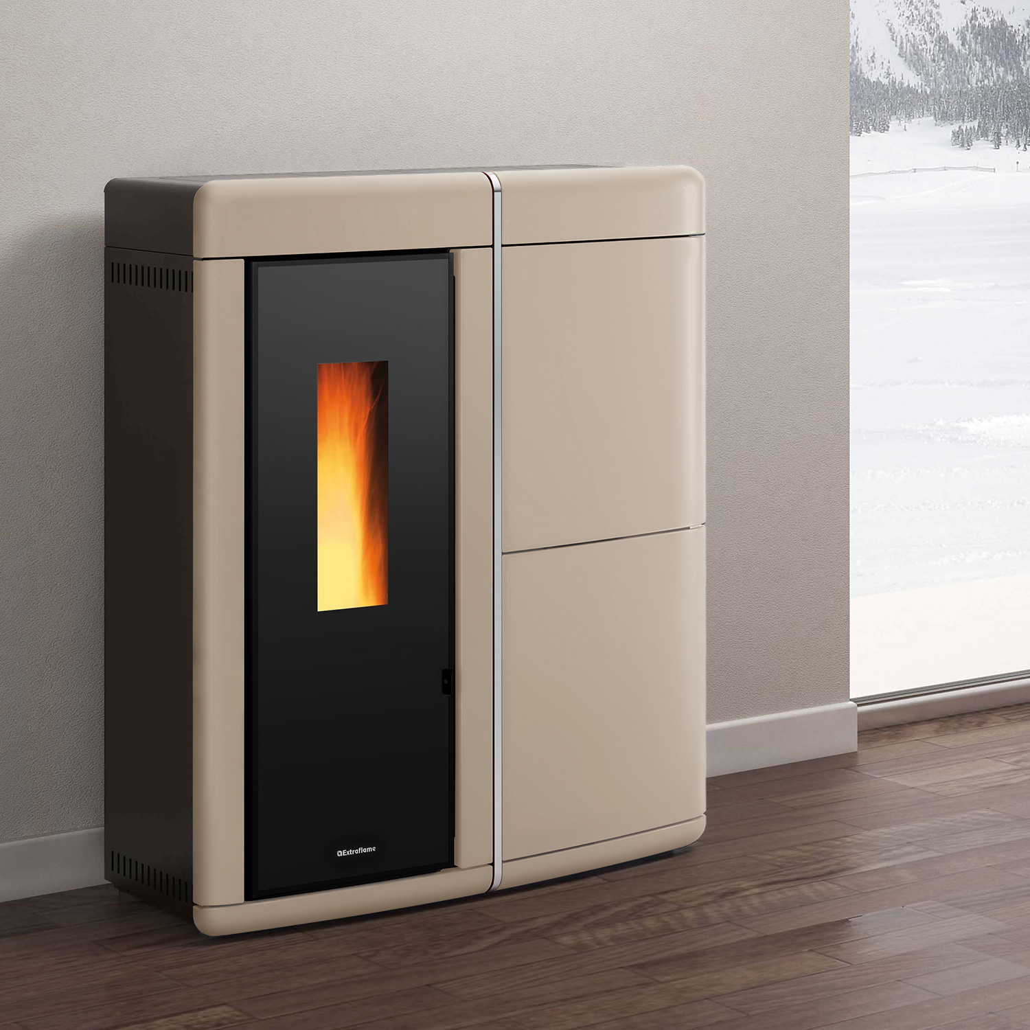 Extraflame EVELYNE IDRO 2.0 - Taupe poêle à granulés bouilleur EVOLUTION LINE