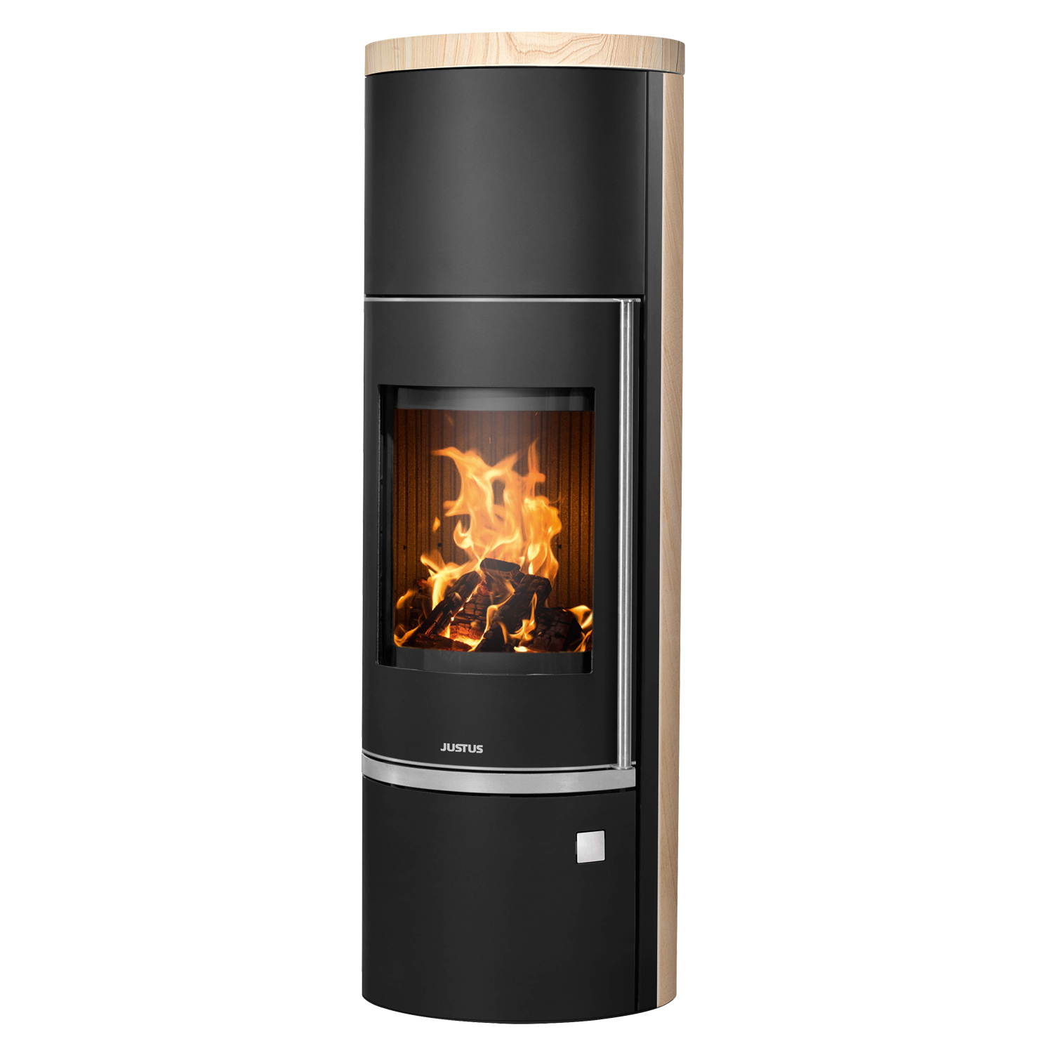 Justus Faro W+ 2.0 Poêle à bois acier noir avec habillage en grès