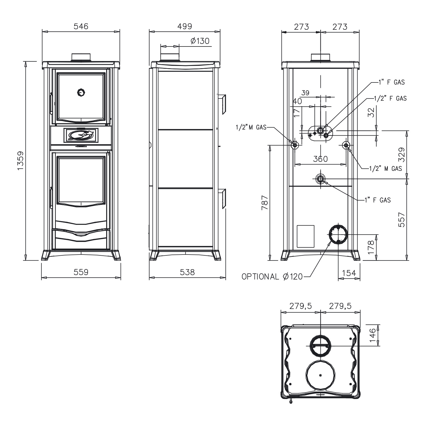 La Nordica Termorossella Plus Forno DSA 4.0 Poêle à bois hydraulique Liberty Panna