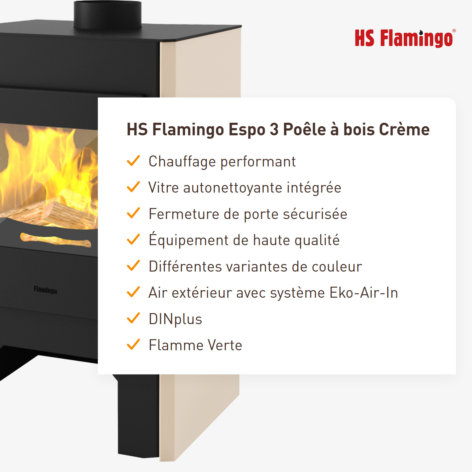 Poêle à bois HS Flamingo Espo 3 Crème
