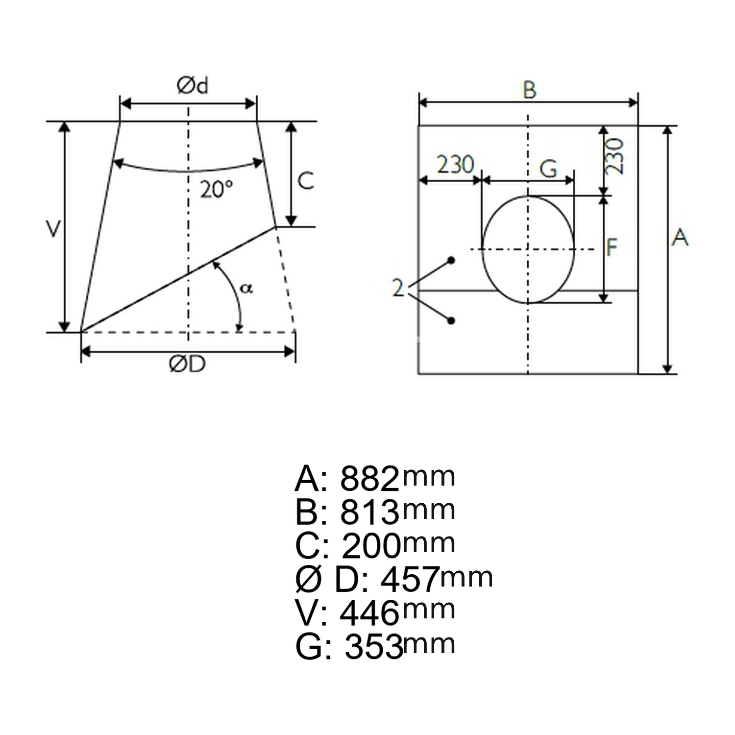 Schiedel Dachdurchführung 26-35° Wakaflex schwarz, Stutzen Edelstahl Ø180 mm / 200 mm glänzend