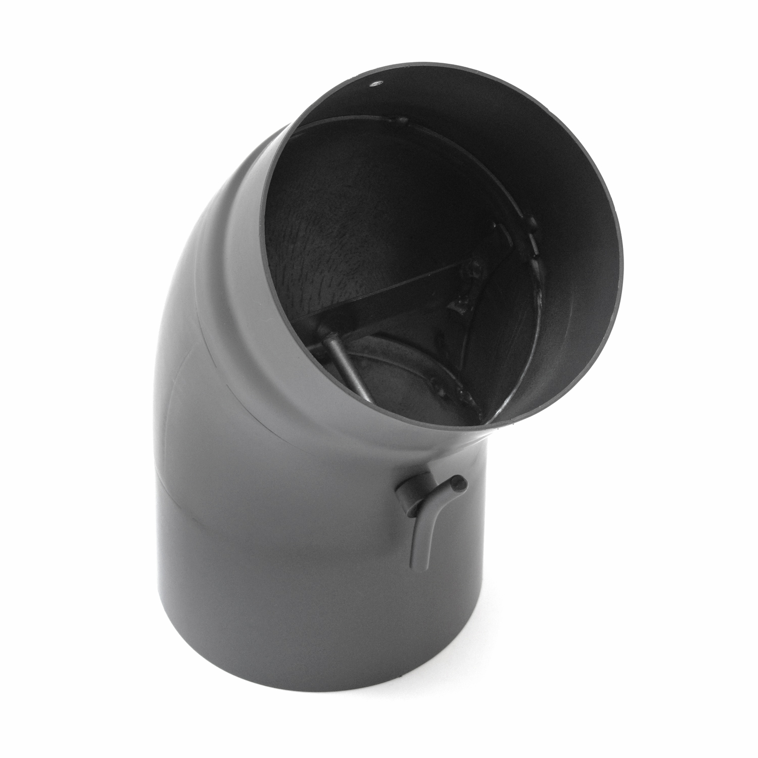 Raik Basic coude de tuyau de fumée 150mm gris fonte 45° tiré avec porte pour tuyau de fumée / conduit de fumée