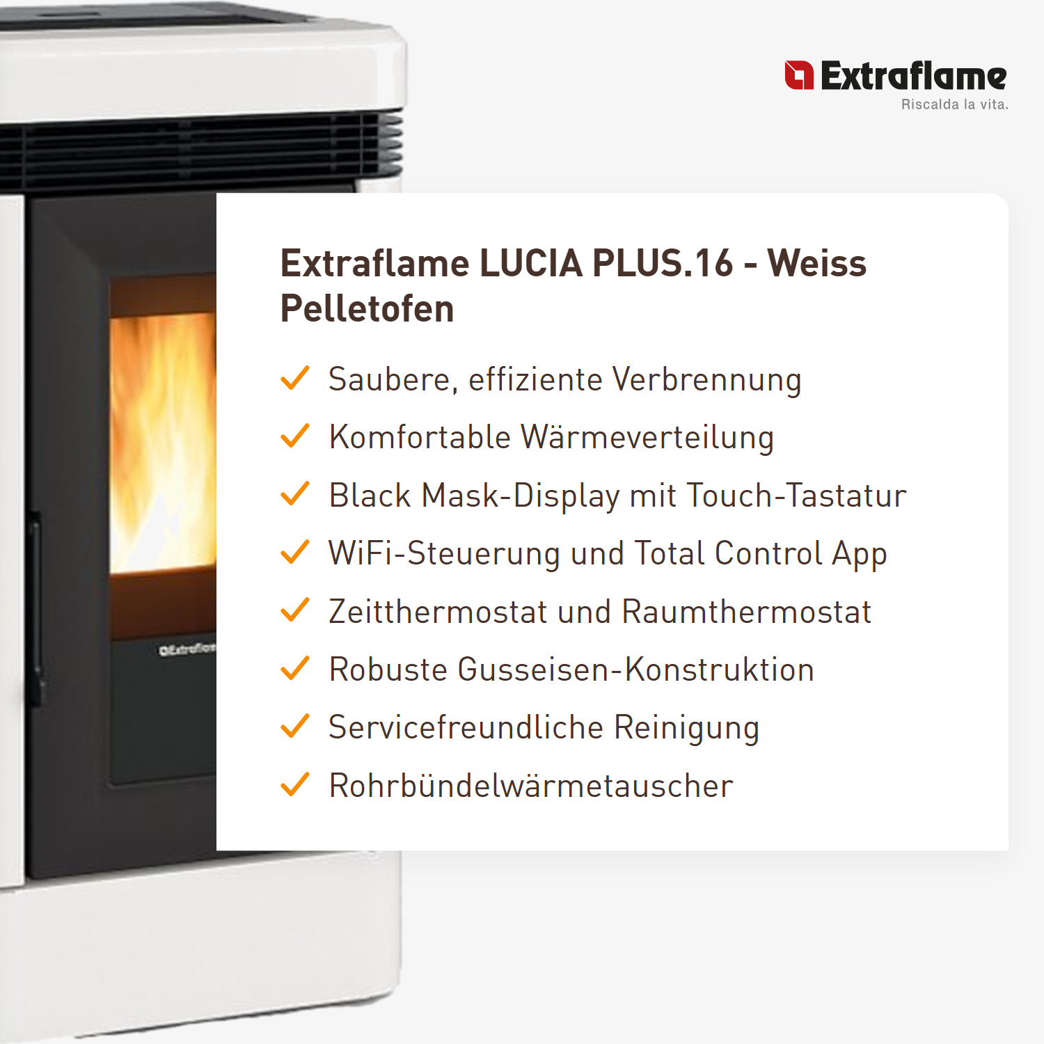 Extraflame LUCIA PLUS.16 - Weiss Pelletofen