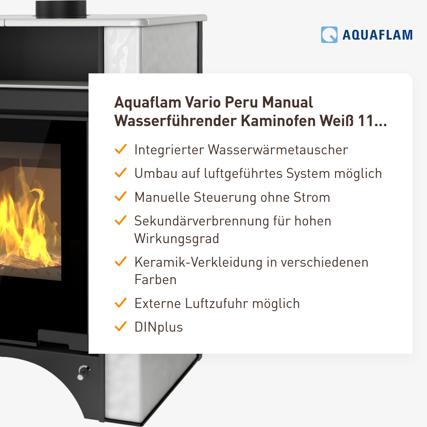 Aquaflam Vario Peru Manual Wasserführender Kaminofen Weiß 11/5 kW