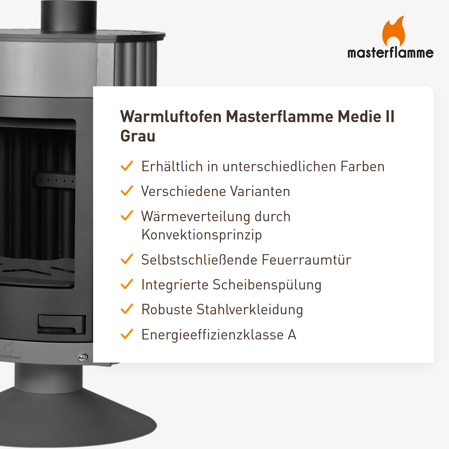 Warmluftofen Masterflamme Medie II Grau