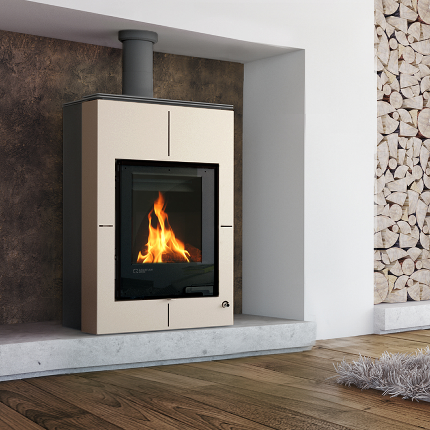 Poêle à bois Aquaflam Vario Saporo Crème