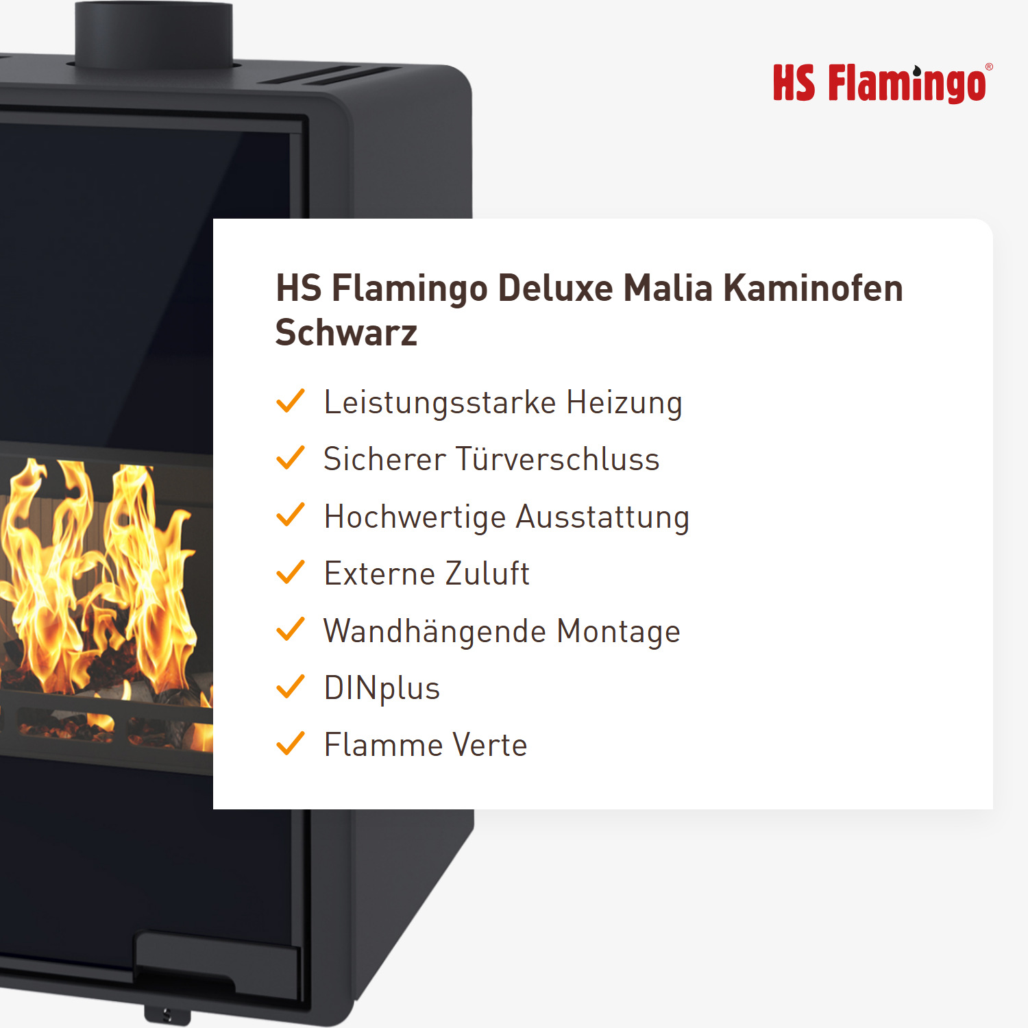 HS Flamingo Deluxe Malia Kaminofen Schwarz