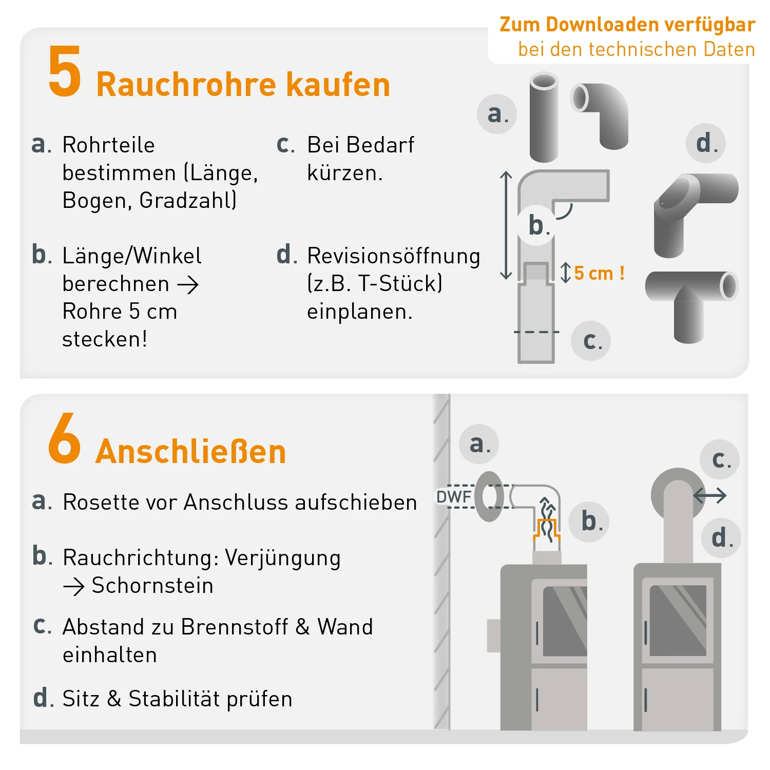 Raik Basic Rauchrohrbogen 180mm schwarz 45° mit Tür für Rauchrohr / Ofenrohr