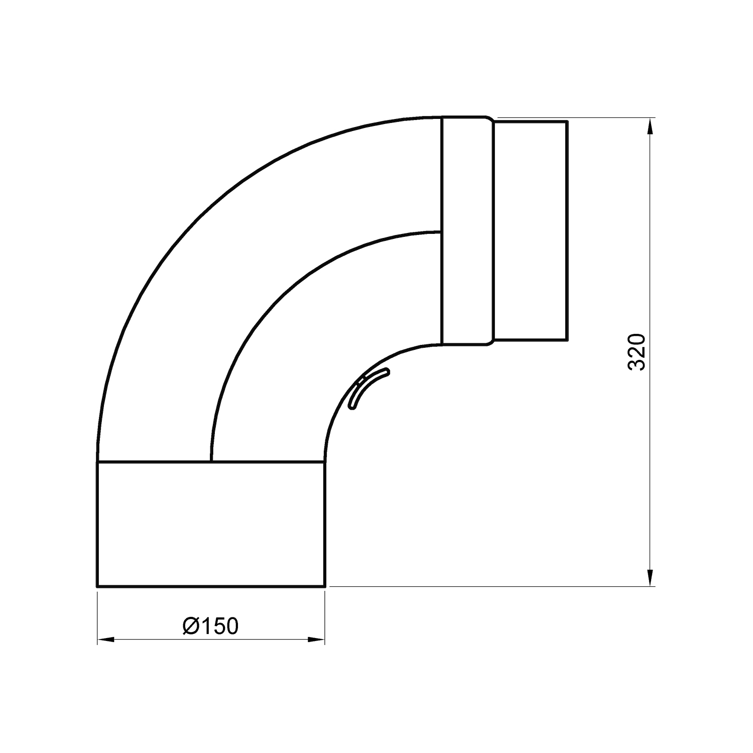 Raik Basic Rauchrohrbogen 150mm gussgrau 90° gezogen mit Tür für Rauchrohr / Ofenrohr