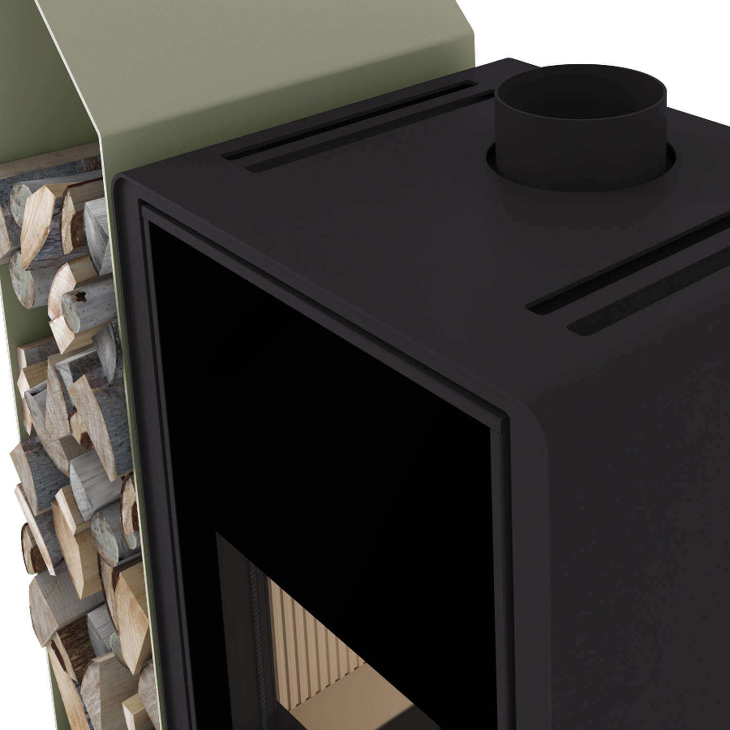 HS Flamingo Deluxe Kampa Poêle à bois Olive Étagère gauche